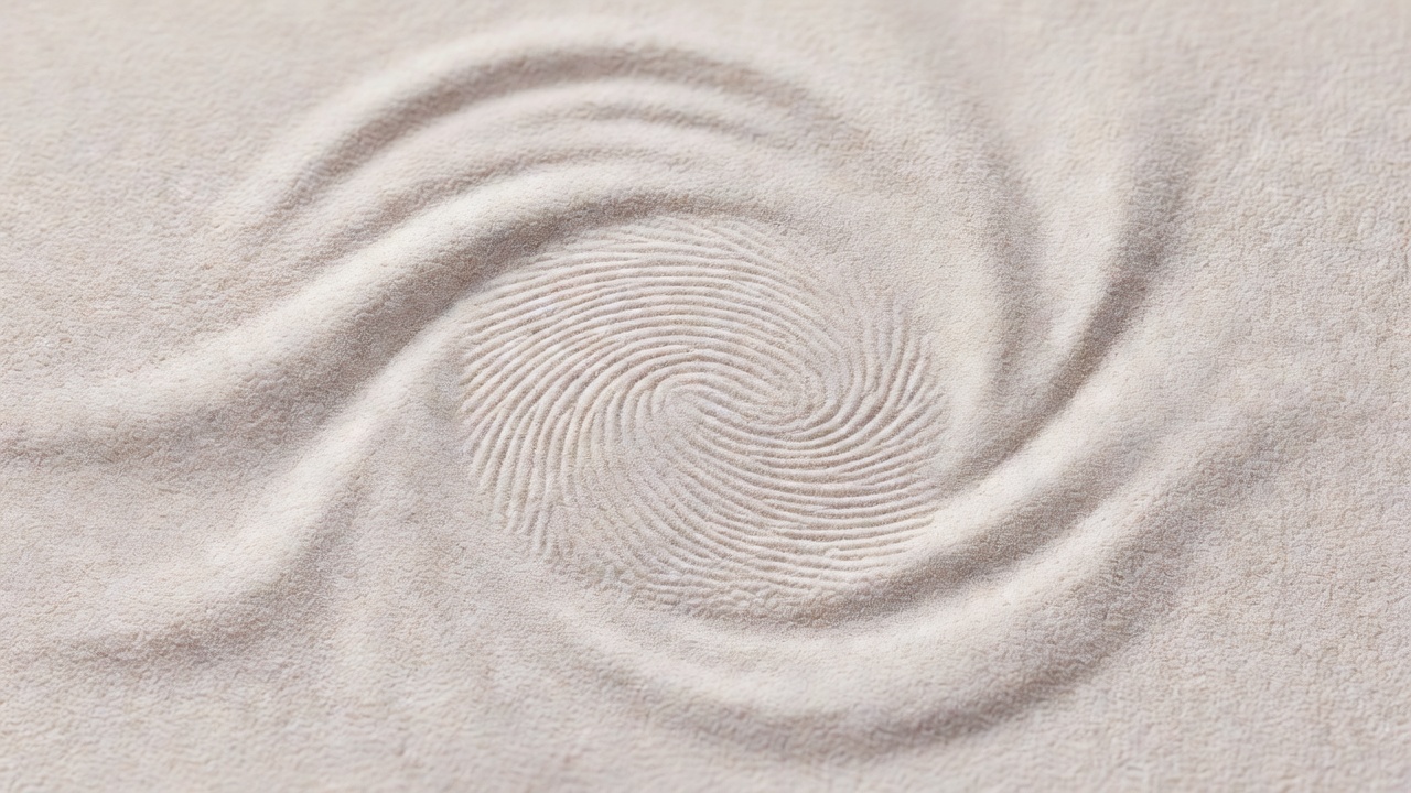 Macro view of a pressed powder surface with a fine, velvety texture and a soft fingerprint swirl